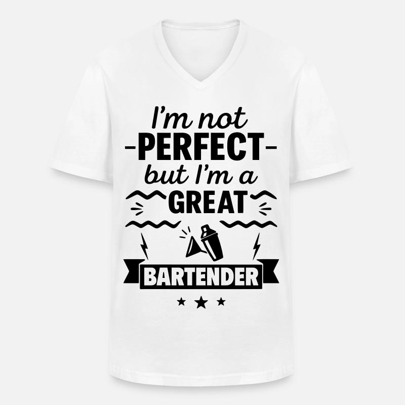 Nicht perfekt aber ein super Barkeeper - Männer-T-Shirt mit V-Ausschnitt - Weiß