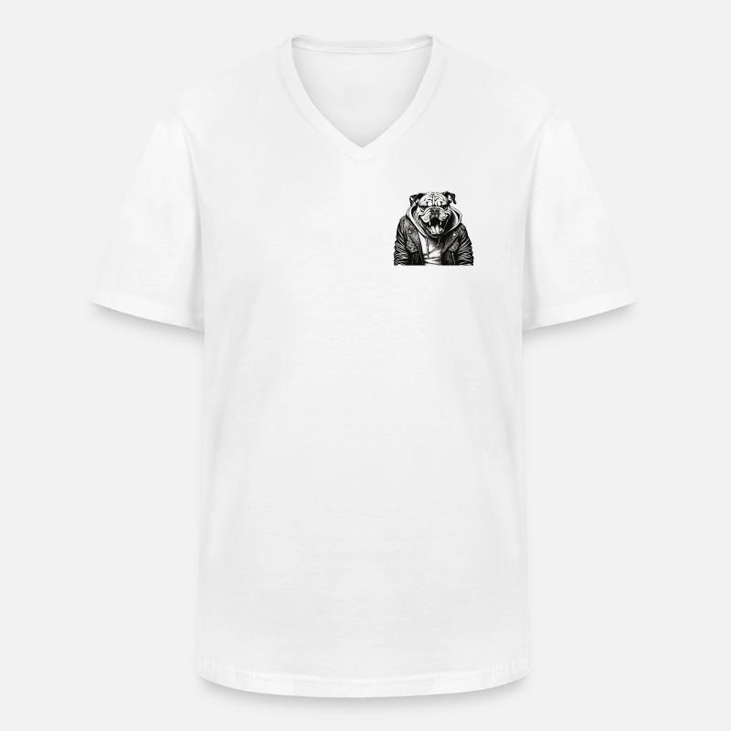 british Bulldog Bully - Männer-T-Shirt mit V-Ausschnitt - Weiß