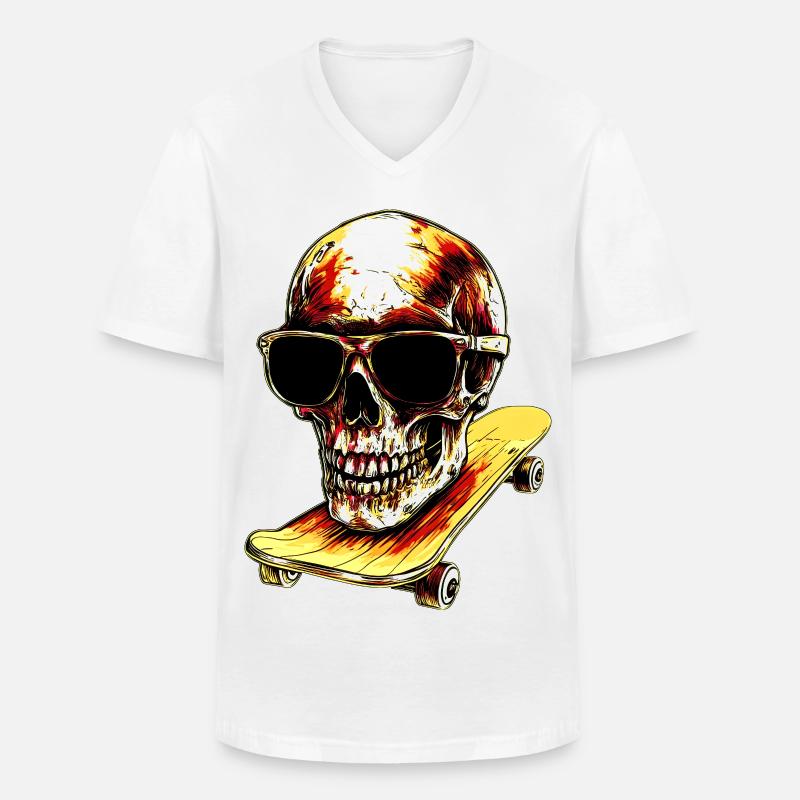 Skull Skateboarder - Klassisk herre T-shirt med V-udskæring - hvid