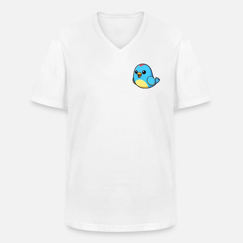 Fröhlicher Blauer Vogel Cartoon - Männer-T-Shirt mit V-Ausschnitt - Weiß