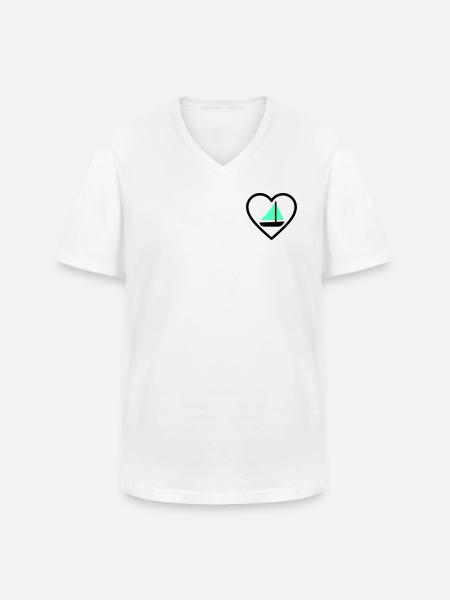 Cuore Vela – Passione Navigazione - Men's V-Neck T-Shirt - white
