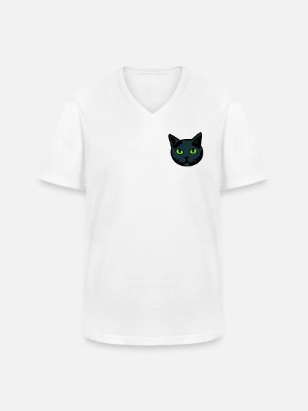 Grey Cat / Male "British Shorthair" - Men's V-Neck T-Shirt - white