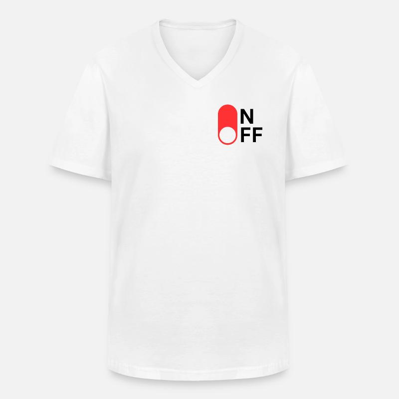 Mode ON/OFF - T-shirt col V Homme - blanc