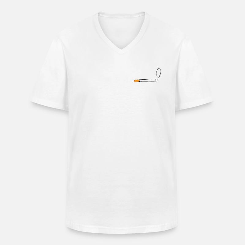 Zigarette - Männer-T-Shirt mit V-Ausschnitt - Weiß