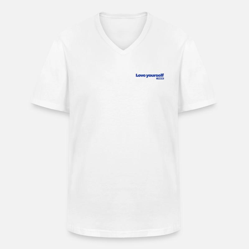 Love yourself - Statement Desing - Männer-T-Shirt mit V-Ausschnitt - Weiß