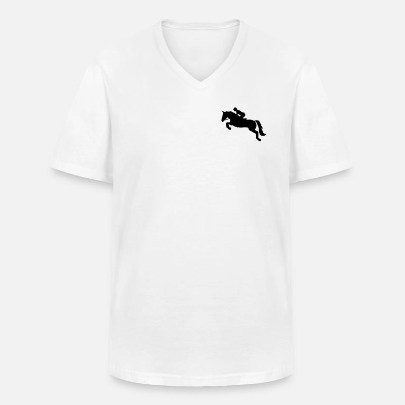 Springreiten - Männer-T-Shirt mit V-Ausschnitt - Weiß