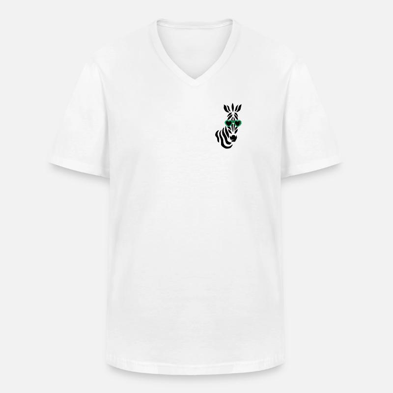 Cooles Zebra mit Sonnenbrille - Männer-T-Shirt mit V-Ausschnitt - Weiß