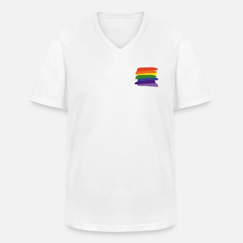 Regenbogen-Pinsel - Männer-T-Shirt mit V-Ausschnitt - Weiß