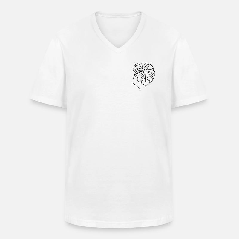 Monstera - Männer-T-Shirt mit V-Ausschnitt - Weiß