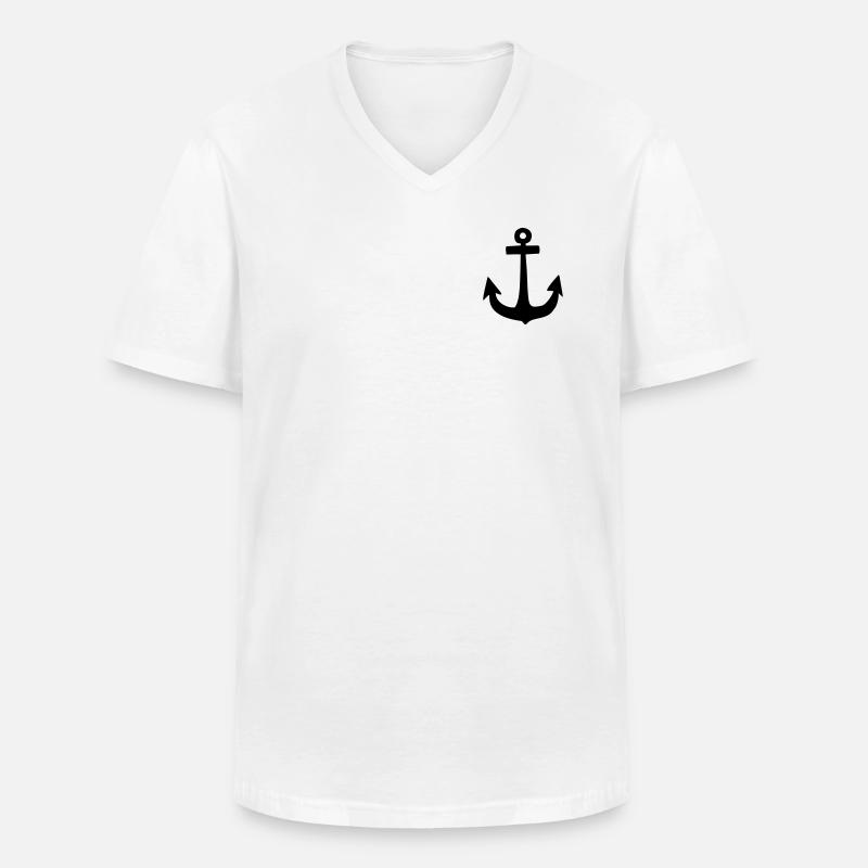 Anker - Männer-T-Shirt mit V-Ausschnitt - Weiß