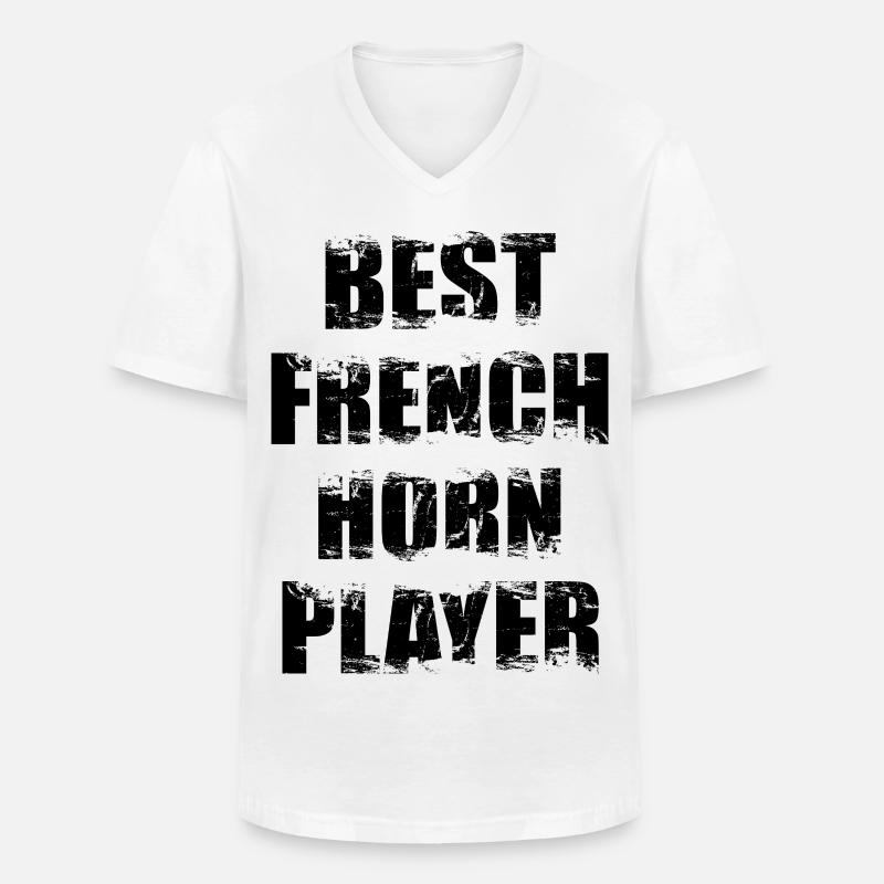 French horn player - Men's V-Neck T-Shirt - white