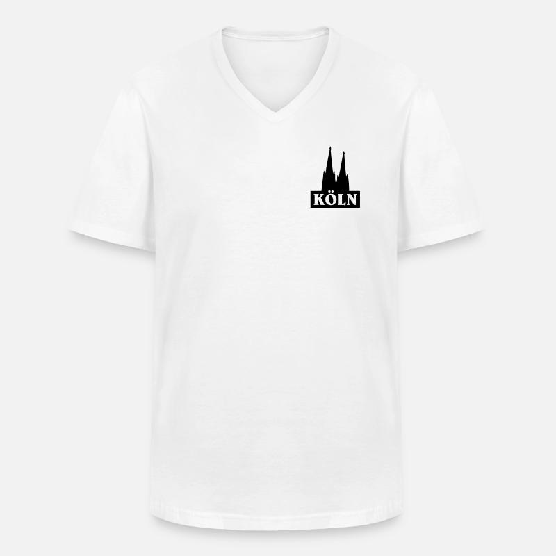 Köln Logo mit dem Kölner Dom - Männer-T-Shirt mit V-Ausschnitt - Weiß