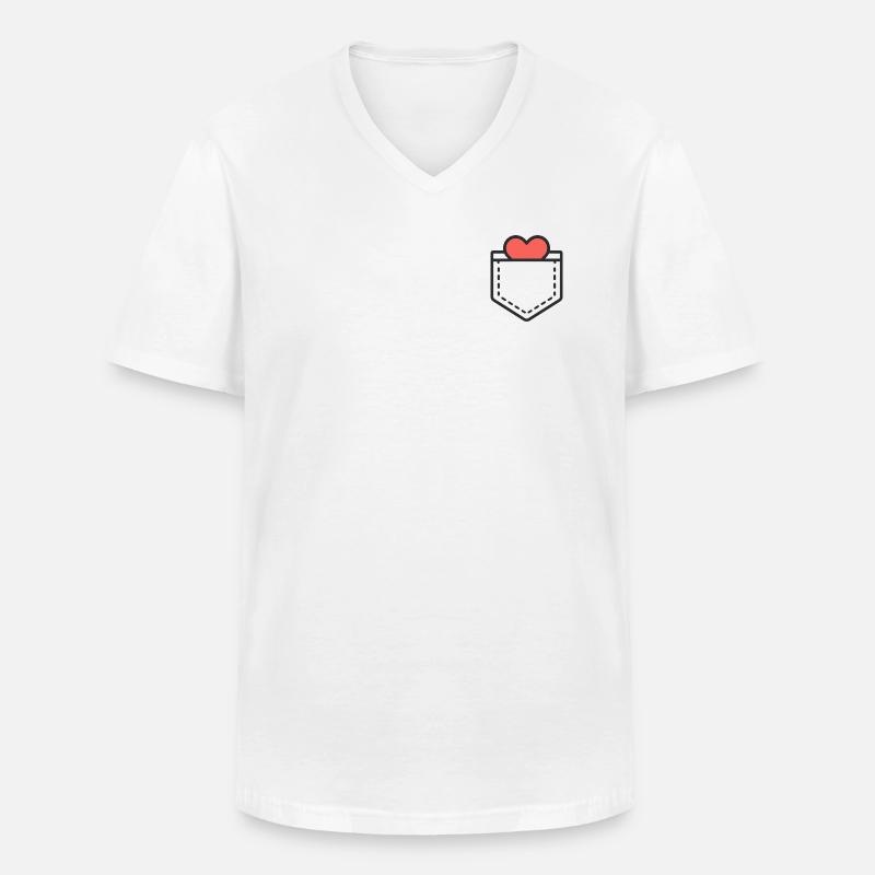 Herz in Tasche I - Männer-T-Shirt mit V-Ausschnitt - Weiß