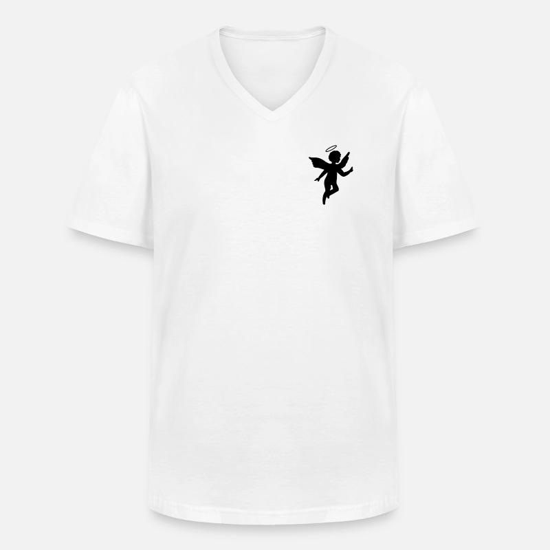 Engelchen zum Schutz - Männer-T-Shirt mit V-Ausschnitt - Weiß
