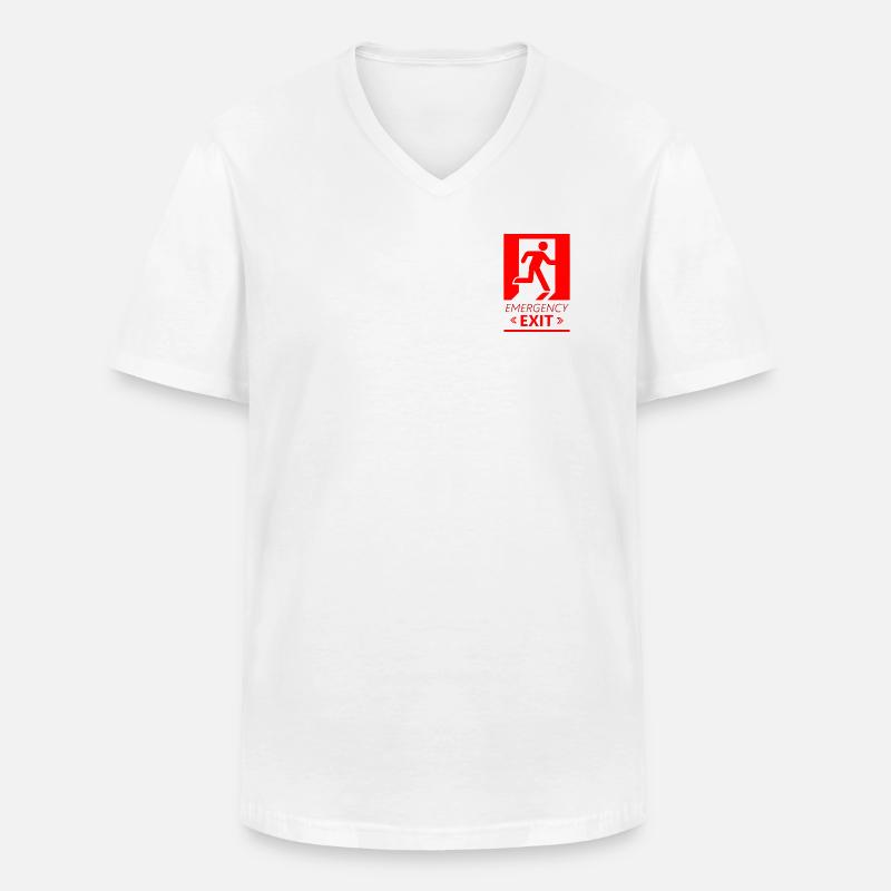 Emergency EXIT Basic Red - Men's V-Neck T-Shirt - white