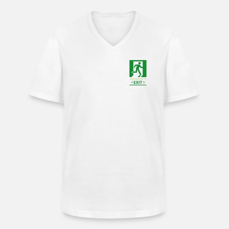 Emergency Exit Basic Green - Men's V-Neck T-Shirt - white
