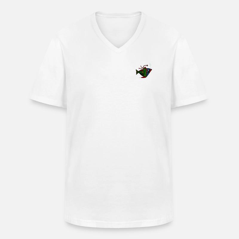 Fisch Anglerfisch - Männer-T-Shirt mit V-Ausschnitt - Weiß