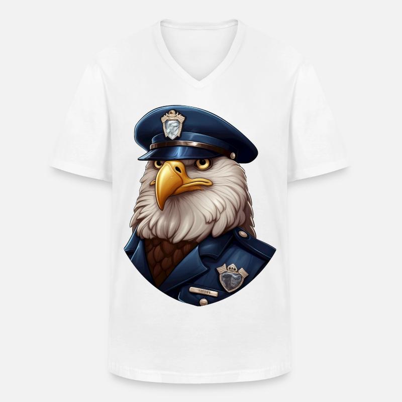 Polizei Eule - Männer-T-Shirt mit V-Ausschnitt - Weiß