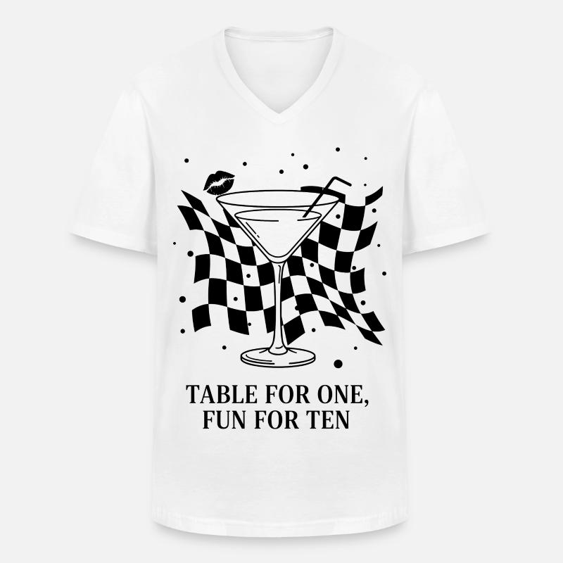 Table For One Martini Party - Männer-T-Shirt mit V-Ausschnitt - Weiß