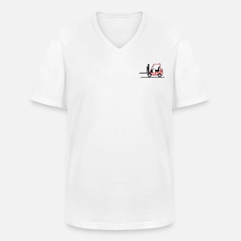 Staplerfahrer Herz rosa - Männer-T-Shirt mit V-Ausschnitt - Weiß