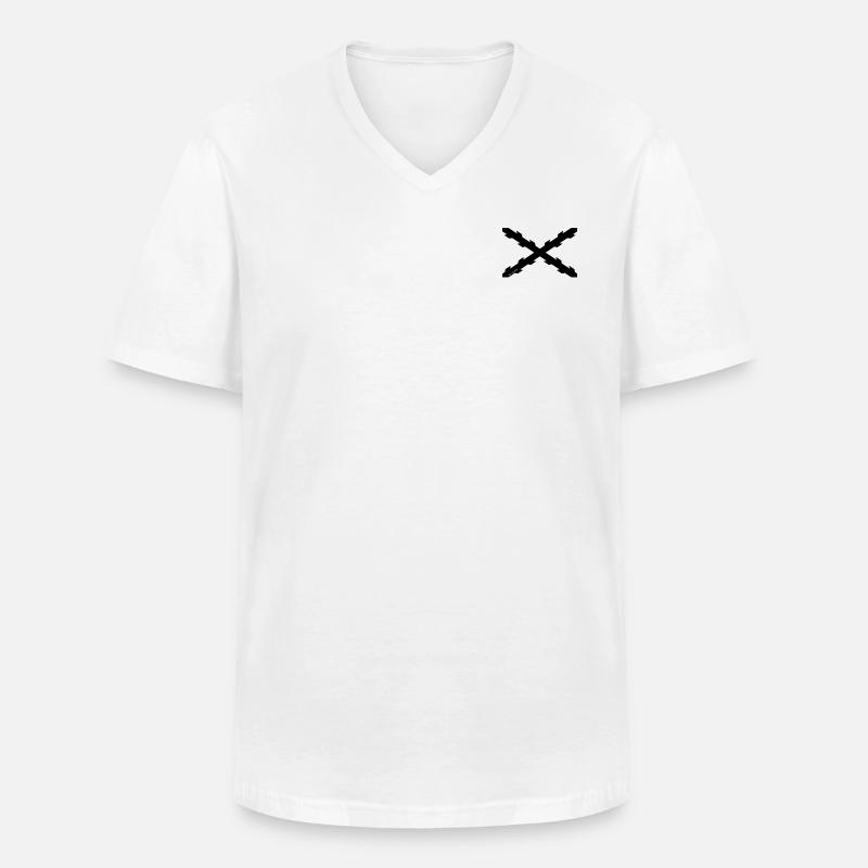Schwarzer Picaesp - Männer-T-Shirt mit V-Ausschnitt - Weiß