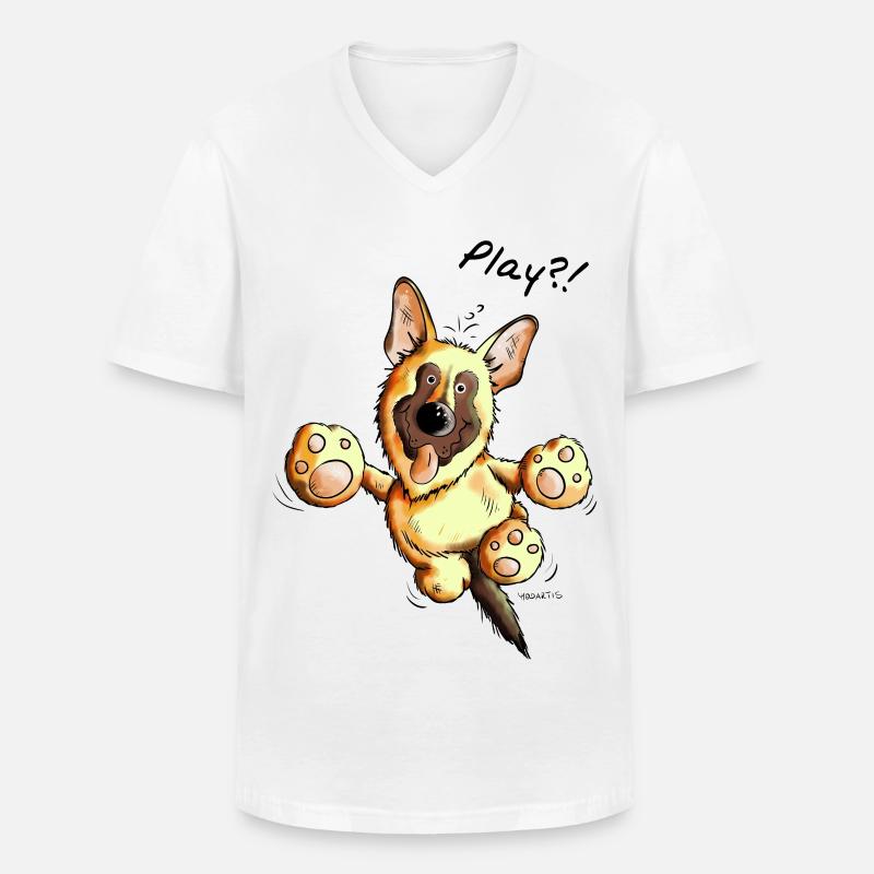 Schäferhund Play - Deutscher Schäferhund - Hund - Männer-T-Shirt mit V-Ausschnitt - Weiß