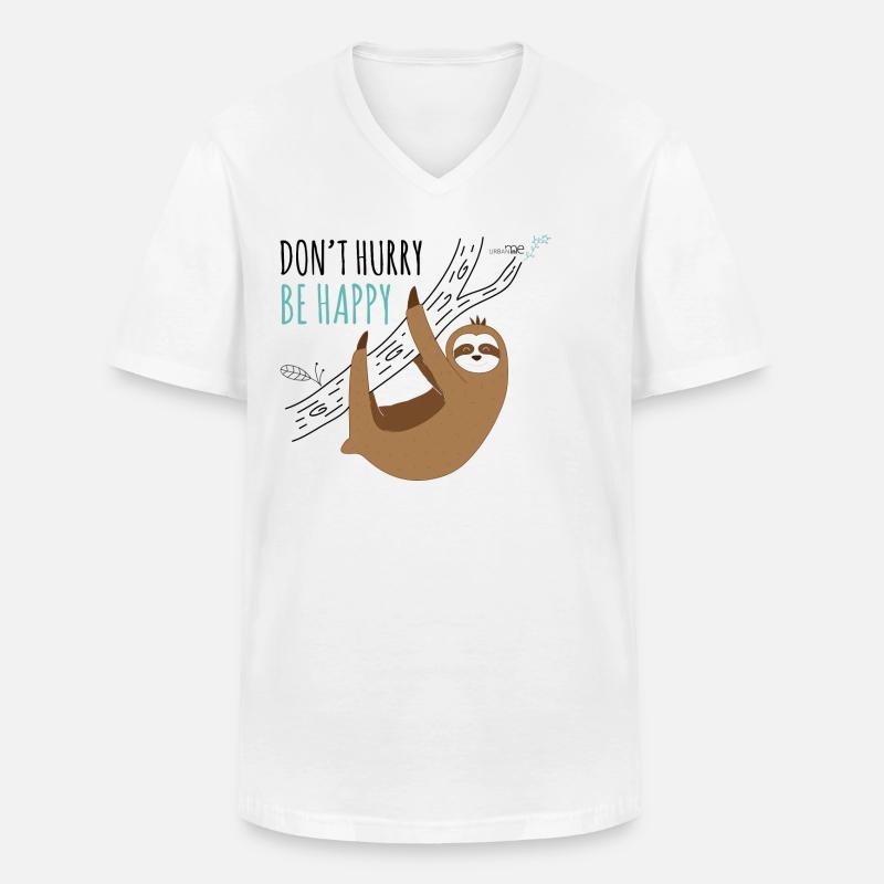 Sloth - Don't hurry - Männer-T-Shirt mit V-Ausschnitt - Weiß