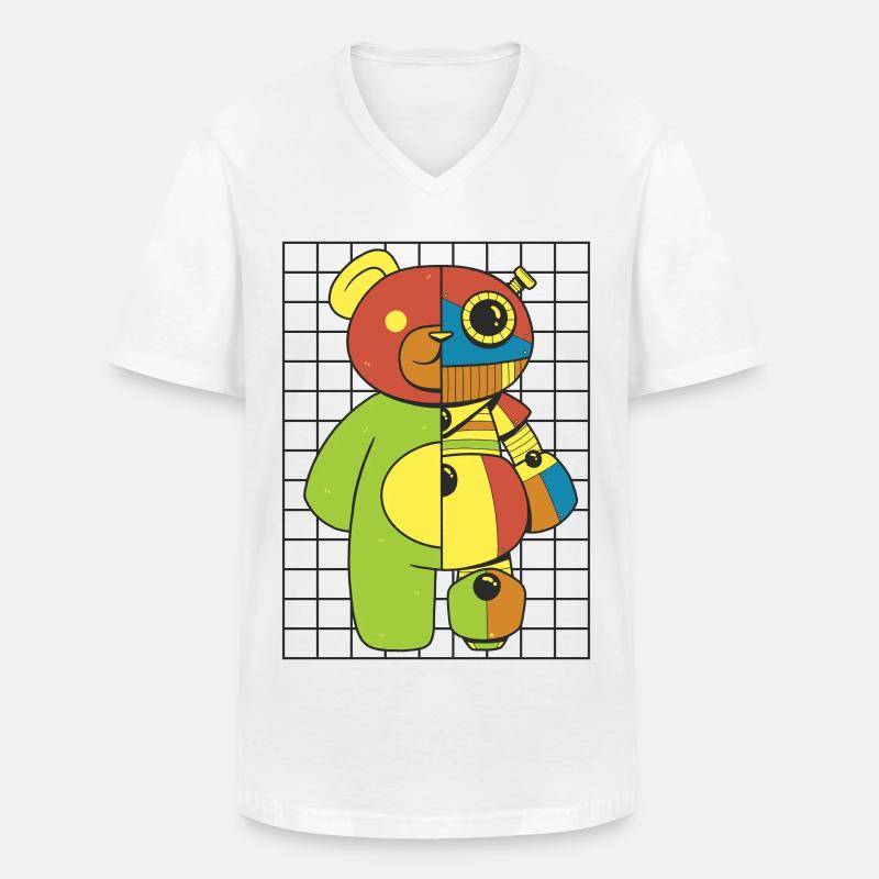 Teddybär, Roboter - Männer-T-Shirt mit V-Ausschnitt - Weiß