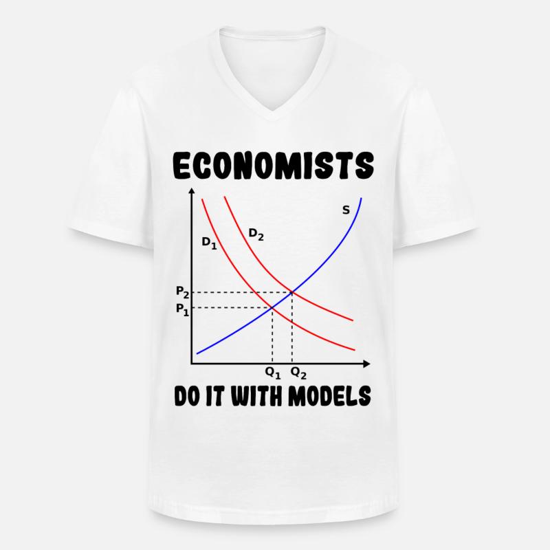 Ökonomen machen es mit Modellen # - Männer-T-Shirt mit V-Ausschnitt - Weiß