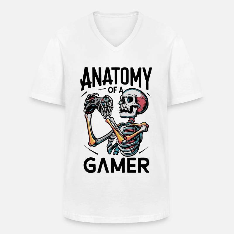 Kniezekskool mit Skelettflammen - Männer-T-Shirt mit V-Ausschnitt - Weiß