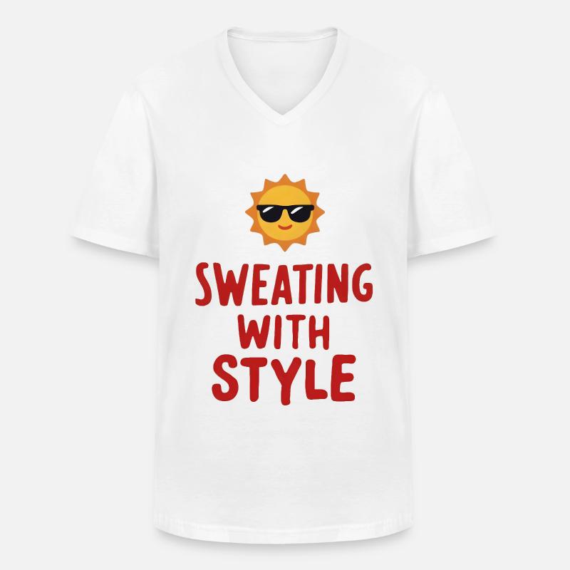 Sweating with Style - Männer-T-Shirt mit V-Ausschnitt - Weiß