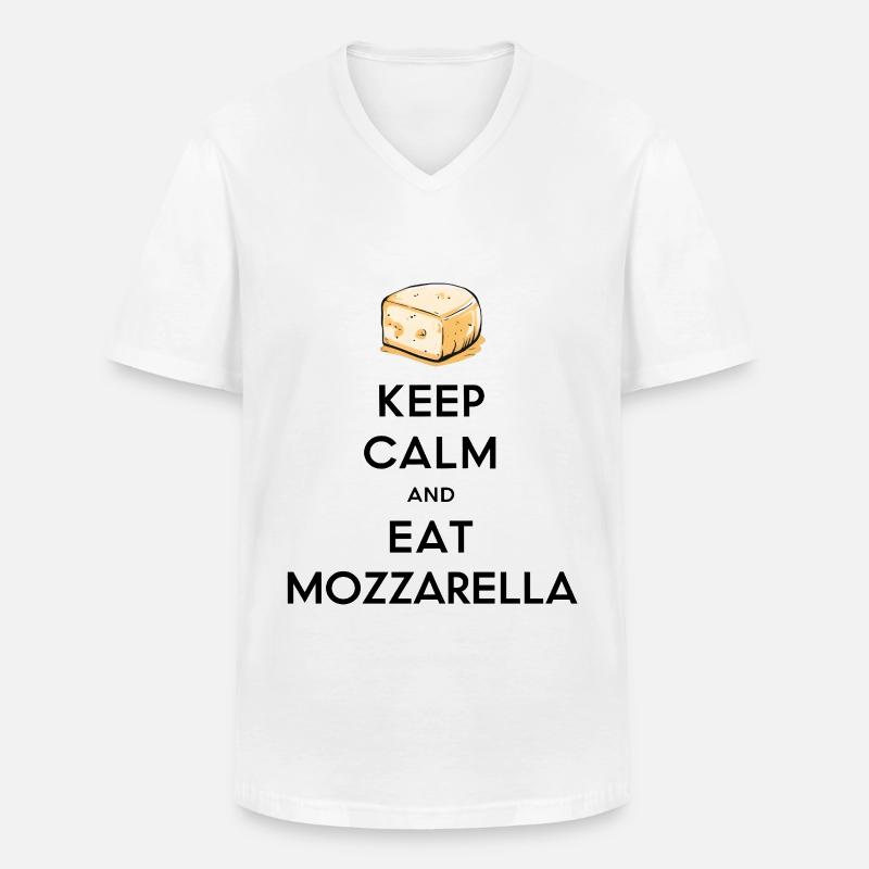 Keep Calm and Eat Mozzarella - Männer-T-Shirt mit V-Ausschnitt - Weiß
