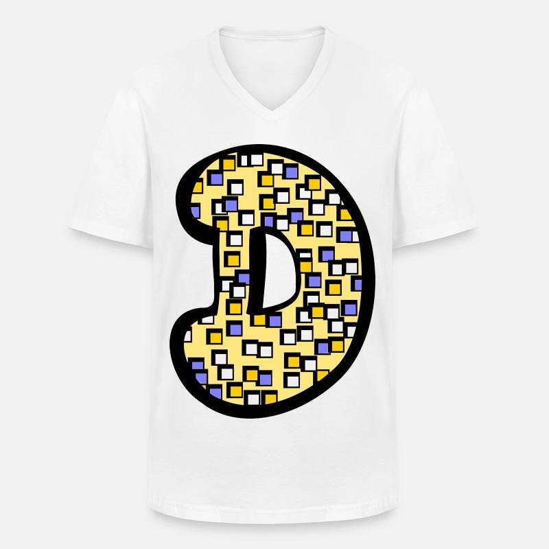 Buchstabe D mit Charakter - Männer-T-Shirt mit V-Ausschnitt - Weiß