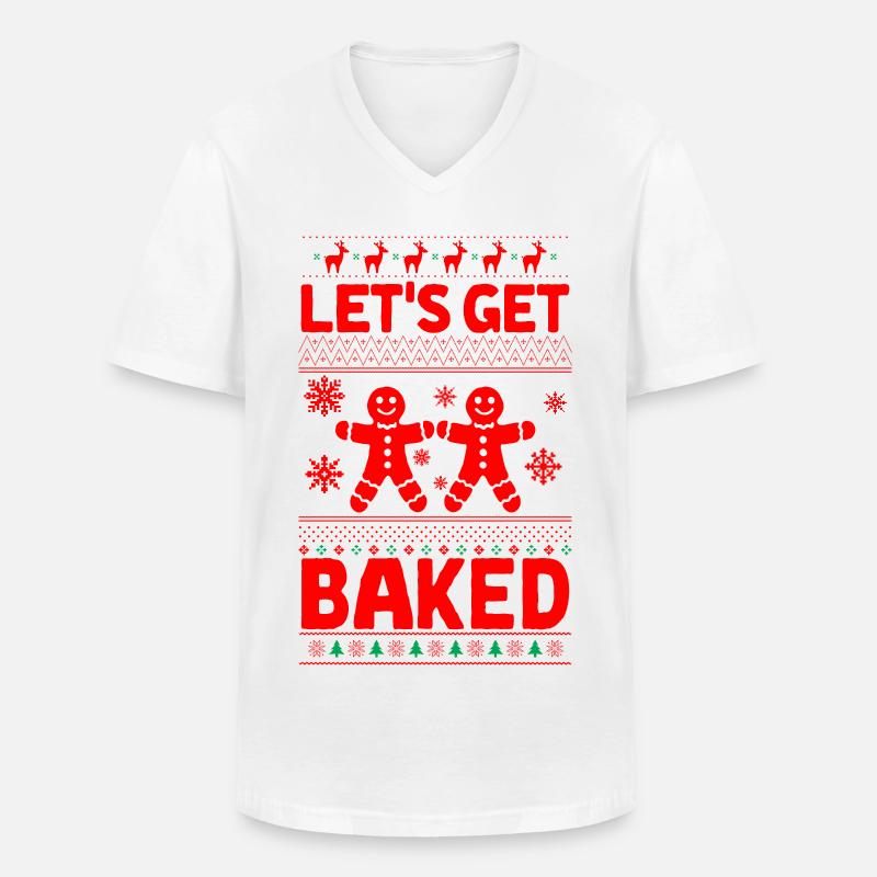 Lebkuchenmann - Männer-T-Shirt mit V-Ausschnitt - Weiß