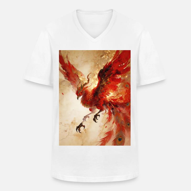 L'Envol du Phénix : Éclat Céleste - T-shirt col V Homme - blanc