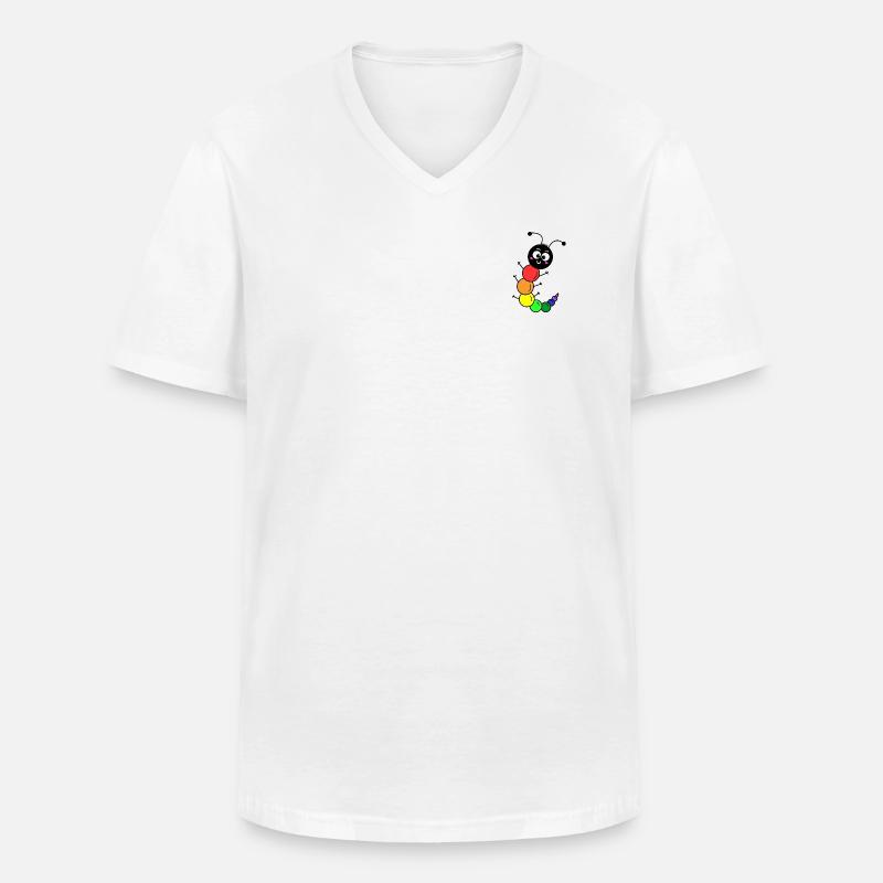 Regenbogen Raupe - Männer-T-Shirt mit V-Ausschnitt - Weiß
