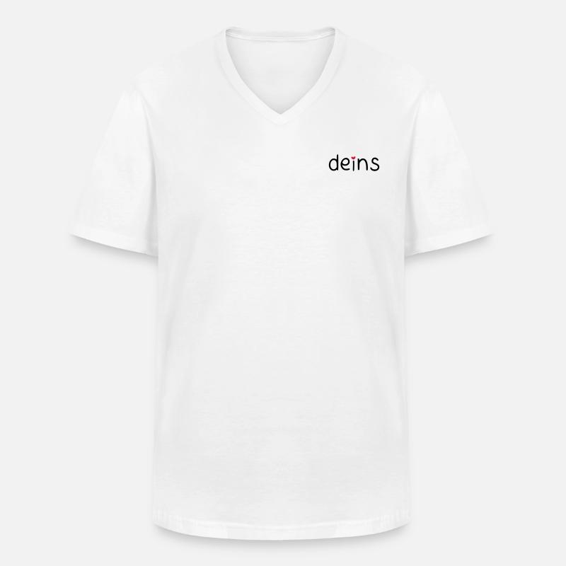 deins – mit farbigem Herz - Männer-T-Shirt mit V-Ausschnitt - Weiß
