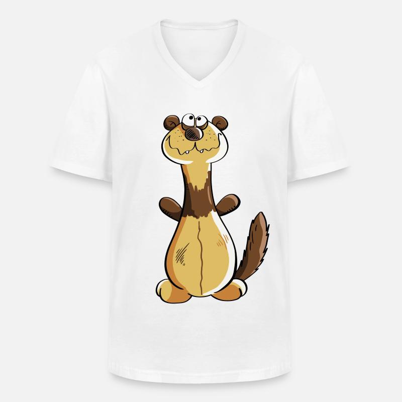 Freches Frettchen Comic - Geschenk - Iltis - Männer-T-Shirt mit V-Ausschnitt - Weiß