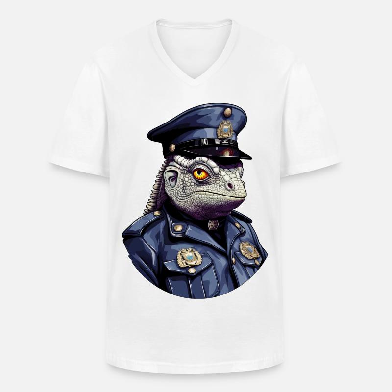 Chamäleon Polizei - Männer-T-Shirt mit V-Ausschnitt - Weiß
