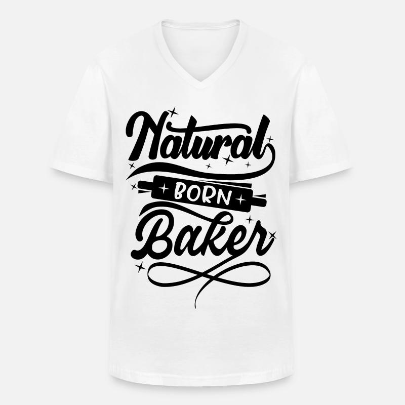 Natural born Baker - Männer-T-Shirt mit V-Ausschnitt - Weiß