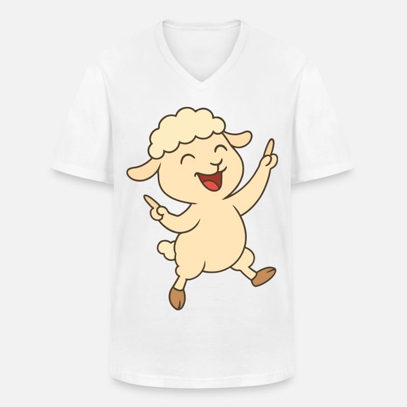 Tanzendes Lämmchen - Männer-T-Shirt mit V-Ausschnitt - Weiß