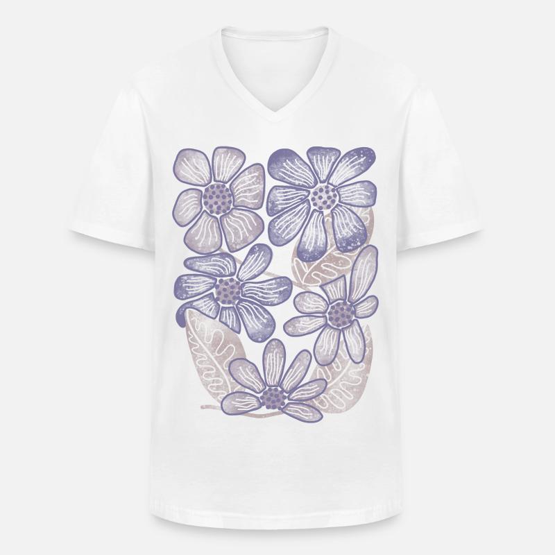 Lavender Bloom Blumenmuster - Männer-T-Shirt mit V-Ausschnitt - Weiß