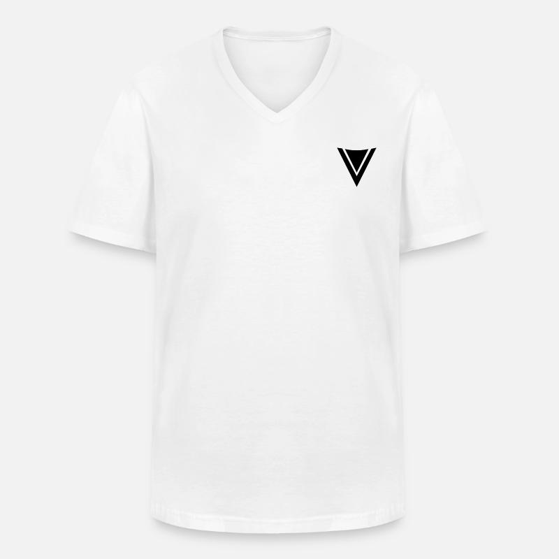 FronzeDE Basic Schwarz - Männer-T-Shirt mit V-Ausschnitt - Weiß