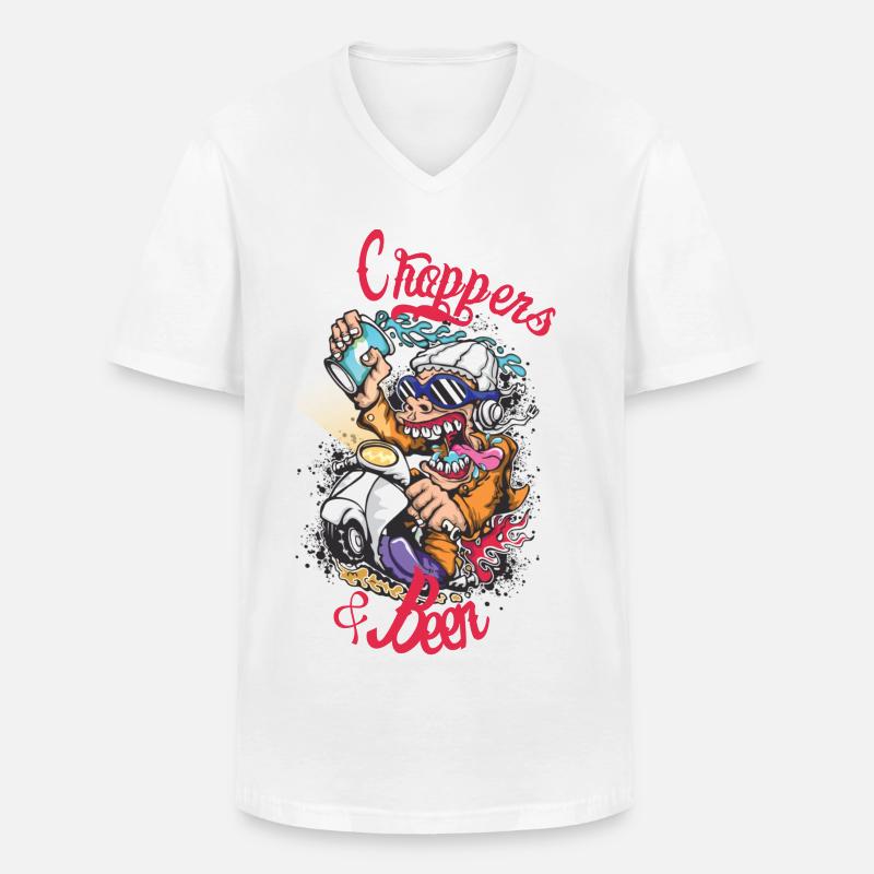 Choppers Crew Affe Roller - Männer-T-Shirt mit V-Ausschnitt - Weiß