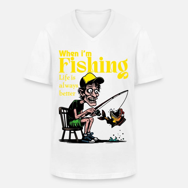 WhenIAmAngeln - Männer-T-Shirt mit V-Ausschnitt - Weiß