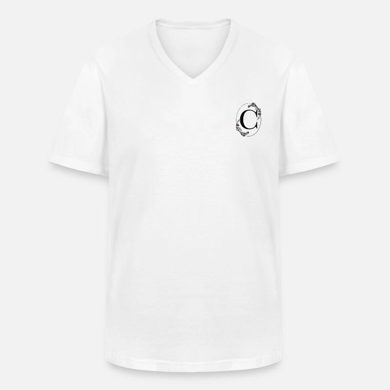 Buchstabe C - Männer-T-Shirt mit V-Ausschnitt - Weiß