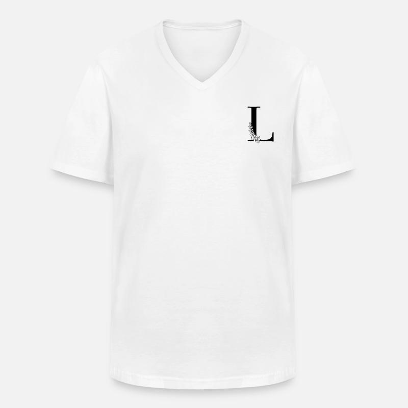 Buchstabe L - Männer-T-Shirt mit V-Ausschnitt - Weiß