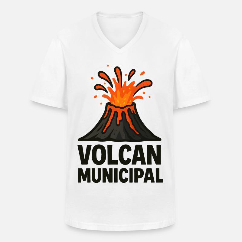 Städtischer Vulkan T-Shirt - Männer-T-Shirt mit V-Ausschnitt - Weiß