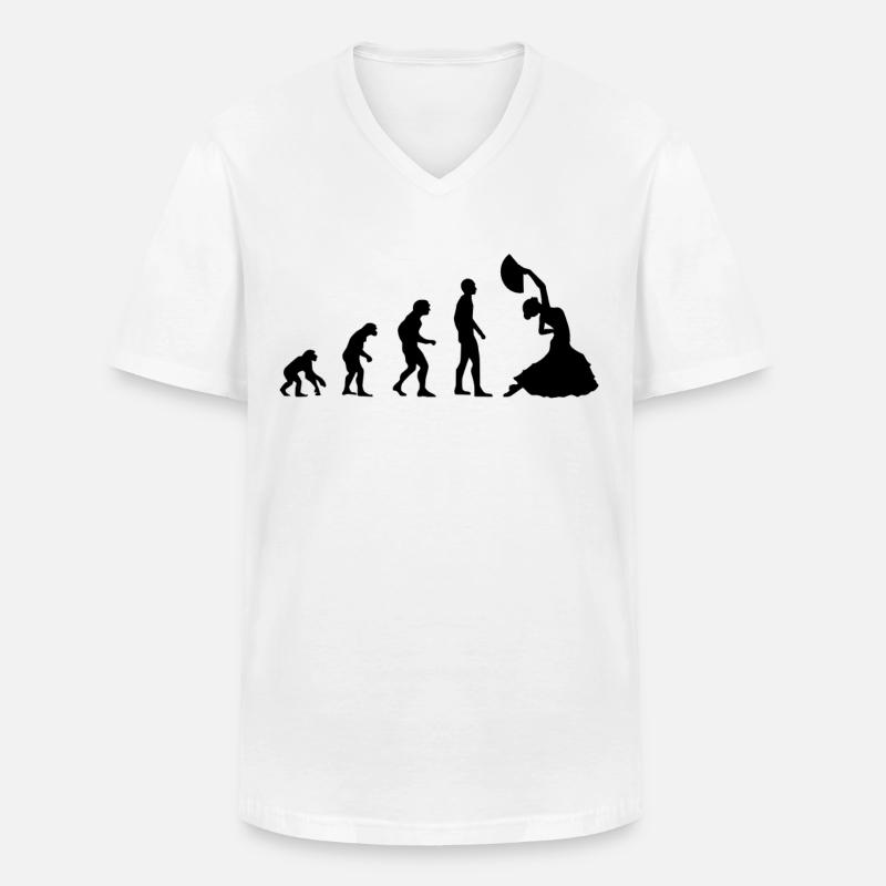 Flamenco Evolution / Flamenco Tanz / Kleid - Männer-T-Shirt mit V-Ausschnitt - Weiß