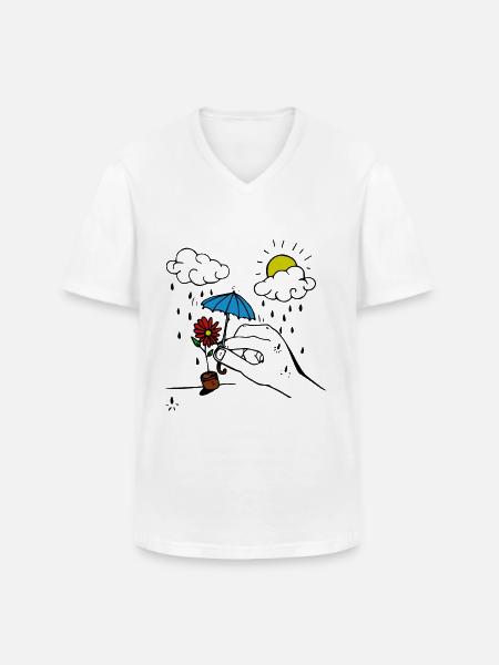 Rain - Men's V-Neck T-Shirt - white